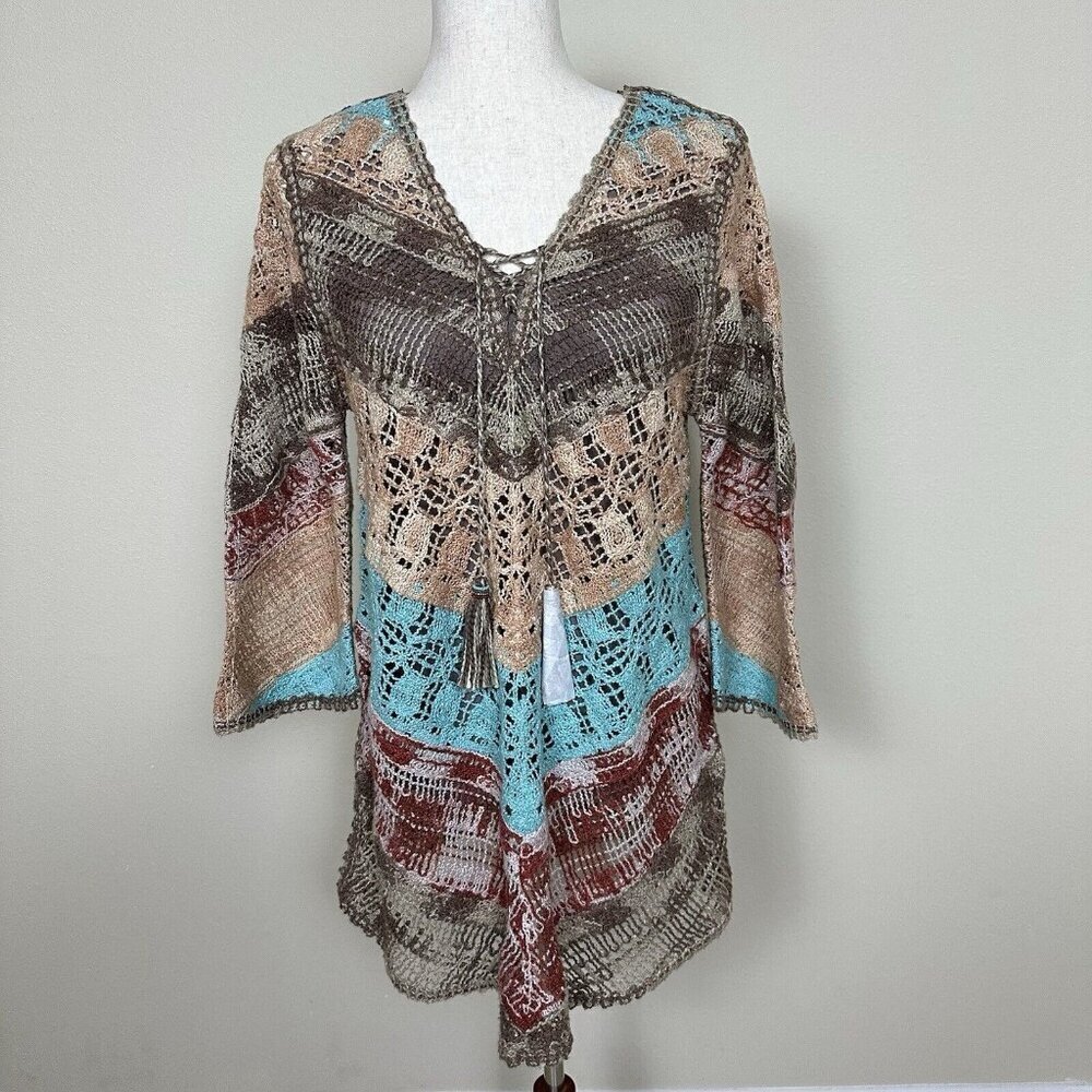 $120 NWT Soft Surroundings Crochet Tunic Size Petite Small PS Cottagecore Boho - Picture 4 of 16